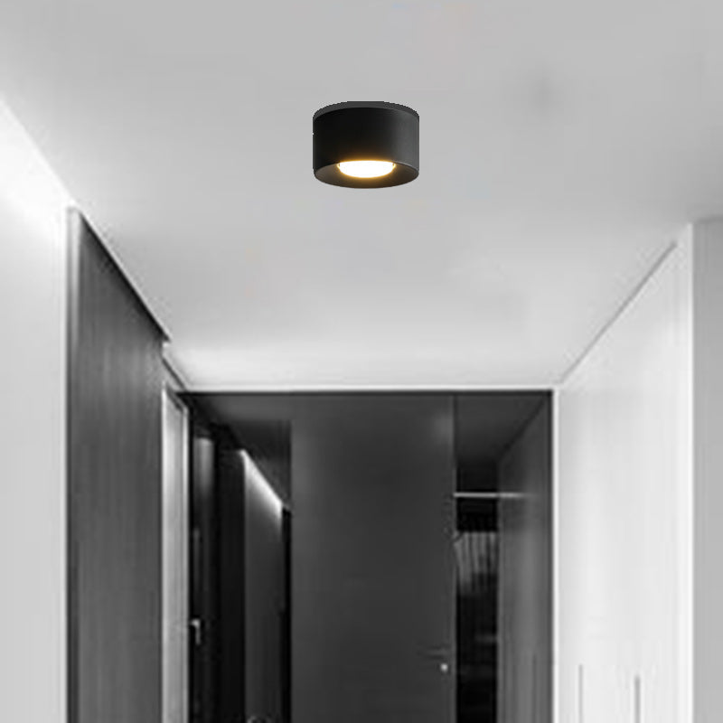 Plafonnier LED moderne minimaliste cylindrique rond en fer et acrylique pour chambre à coucher 
