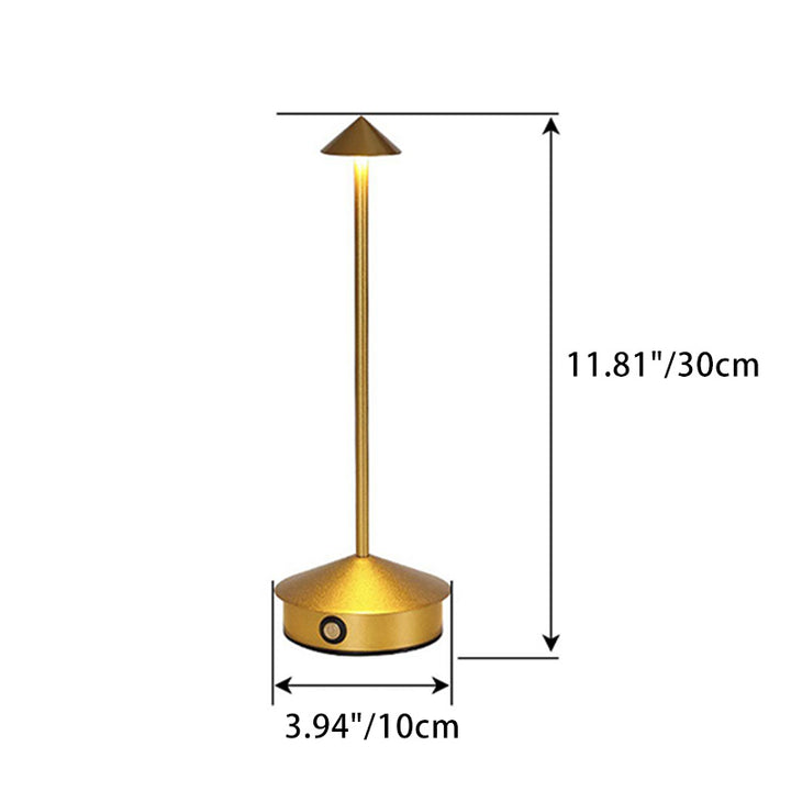 Lámpara de mesa LED de metal redonda puntiaguda USB minimalista moderna para dormitorio 