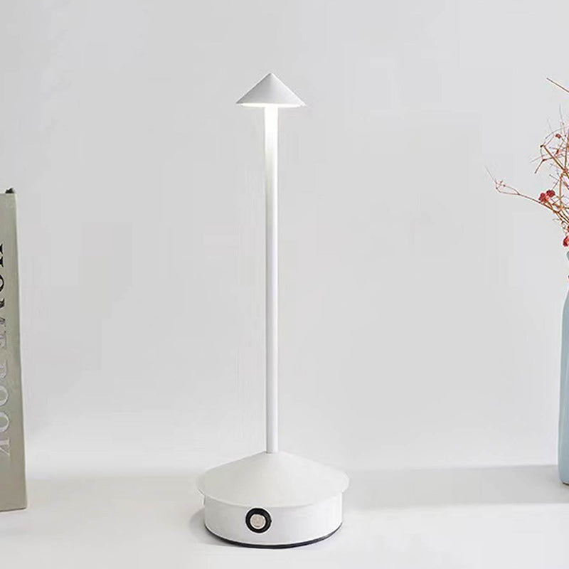 Modern Minimalist USB Pointed Round Metal LED Table Lamp For Bedroom
