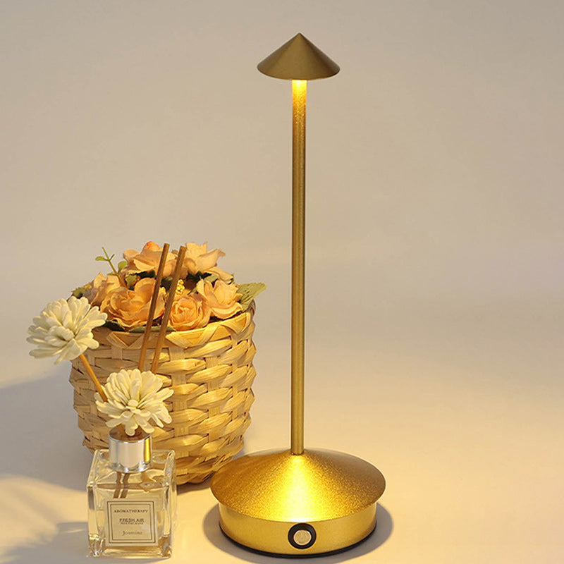 Modern Minimalist USB Pointed Round Metal LED Table Lamp For Bedroom