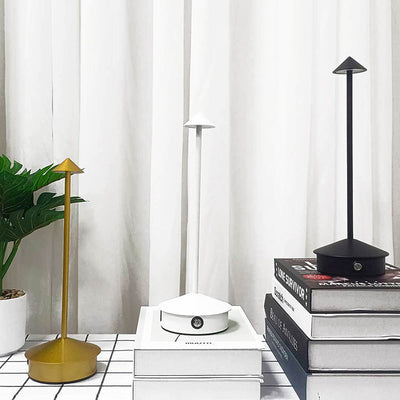 Modern Minimalist USB Pointed Round Metal LED Table Lamp For Bedroom