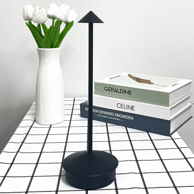 Modern Minimalist USB Pointed Round Metal LED Table Lamp For Bedroom