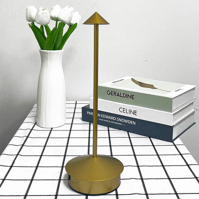 Modern Minimalist USB Pointed Round Metal LED Table Lamp For Bedroom