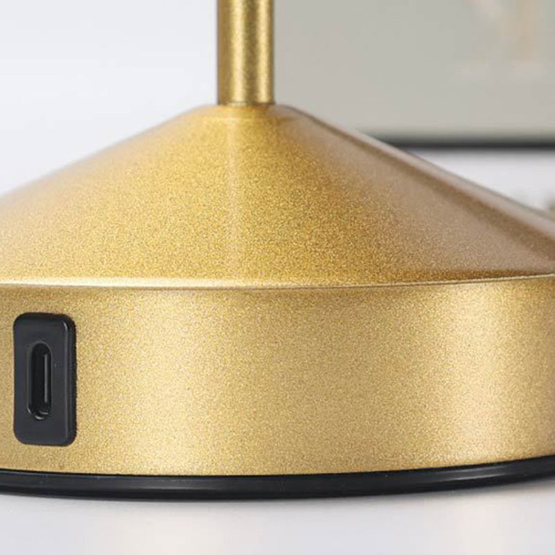 Modern Minimalist USB Pointed Round Metal LED Table Lamp For Bedroom