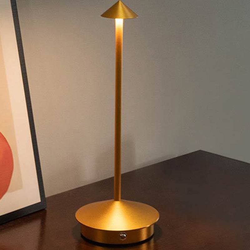 Modern Minimalist USB Pointed Round Metal LED Table Lamp For Bedroom