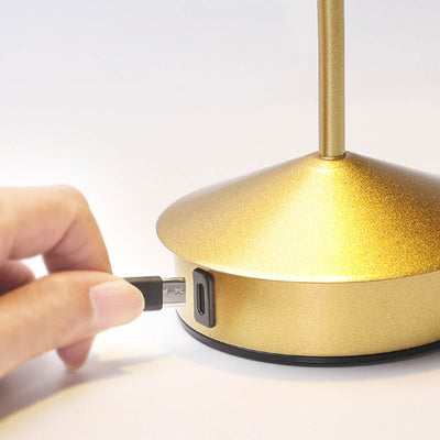 Modern Minimalist USB Pointed Round Metal LED Table Lamp For Bedroom