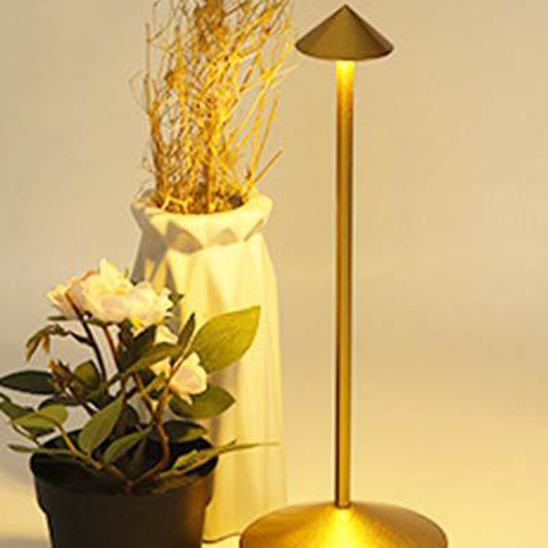 Modern Minimalist USB Pointed Round Metal LED Table Lamp For Bedroom