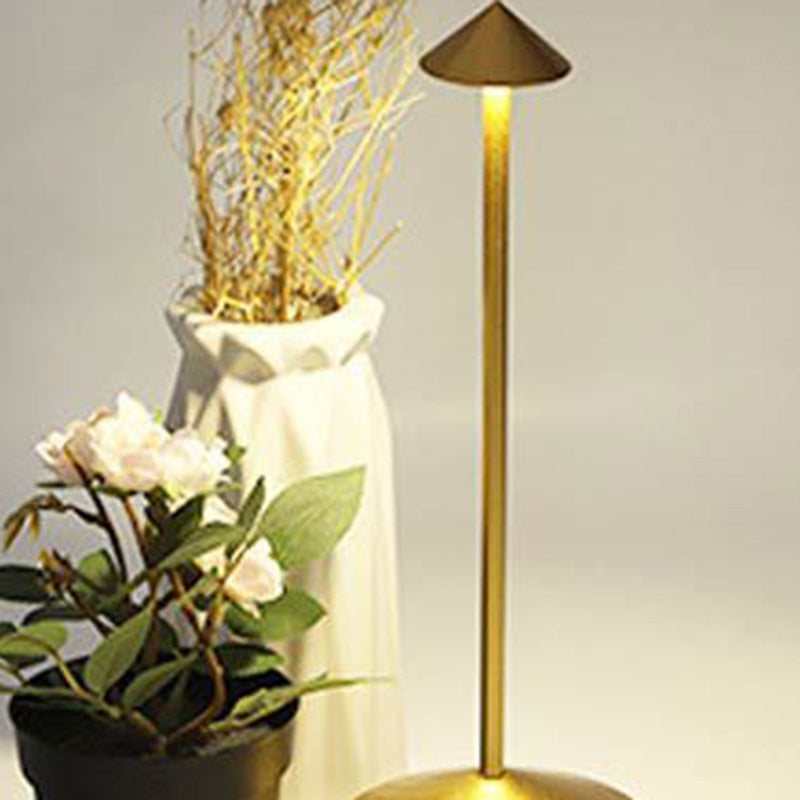 Modern Minimalist USB Pointed Round Metal LED Table Lamp For Bedroom