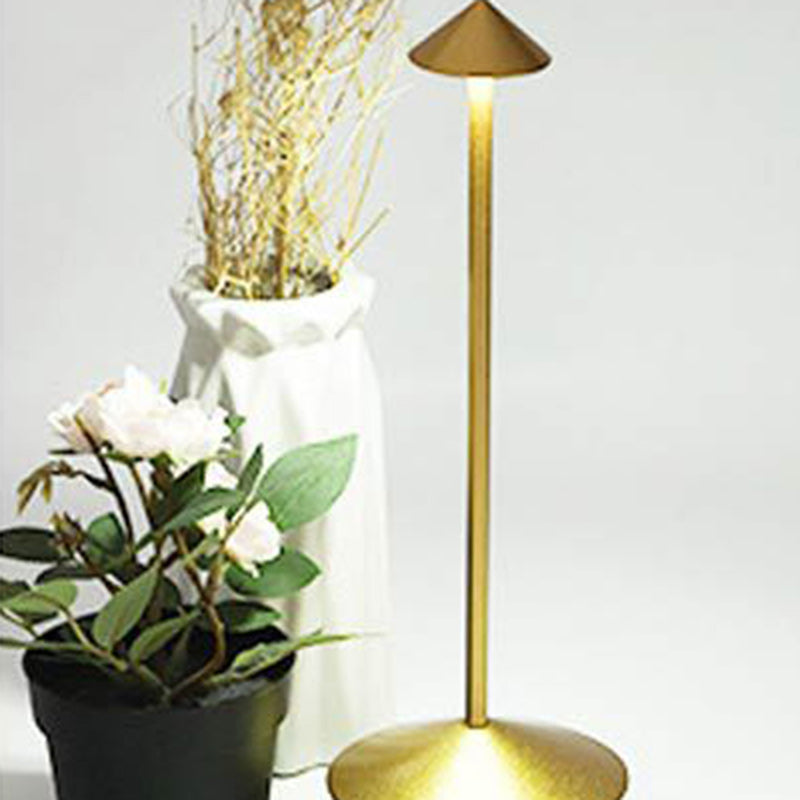 Modern Minimalist USB Pointed Round Metal LED Table Lamp For Bedroom