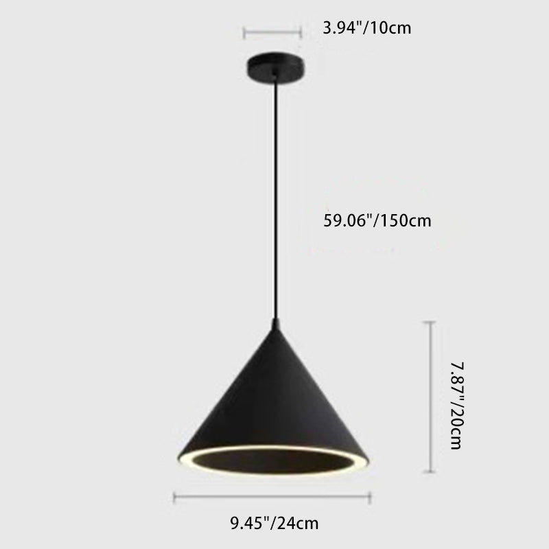 Lustre à LED contemporain en fer en forme de cône rond macaron scandinave pour chambre 