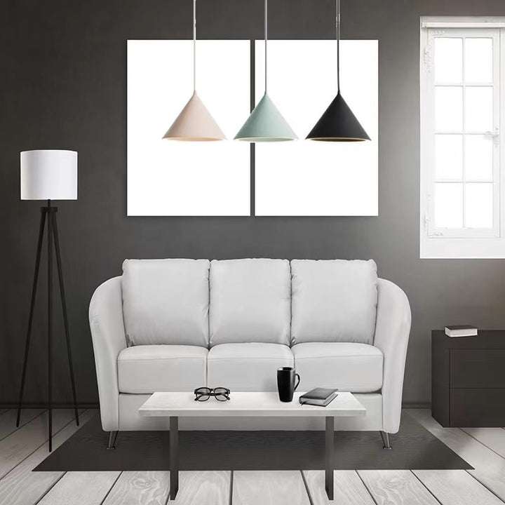 Zeitgenössische skandinavische Macaron Runde Kegel Eisen LED Pendelleuchte für Schlafzimmer 