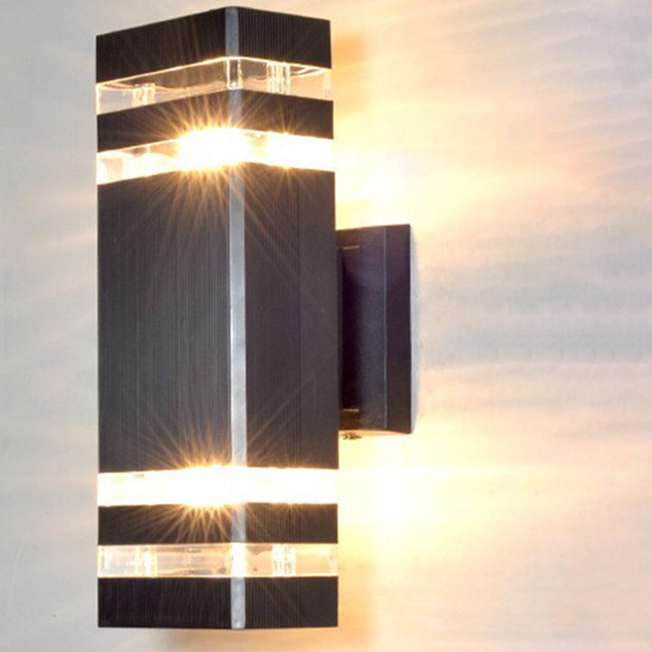 Lámpara de Aplique de Pared de 2 Luces Impermeable Rectangular Moderna Minimalista de PVC Acrílico Para Exteriores 
