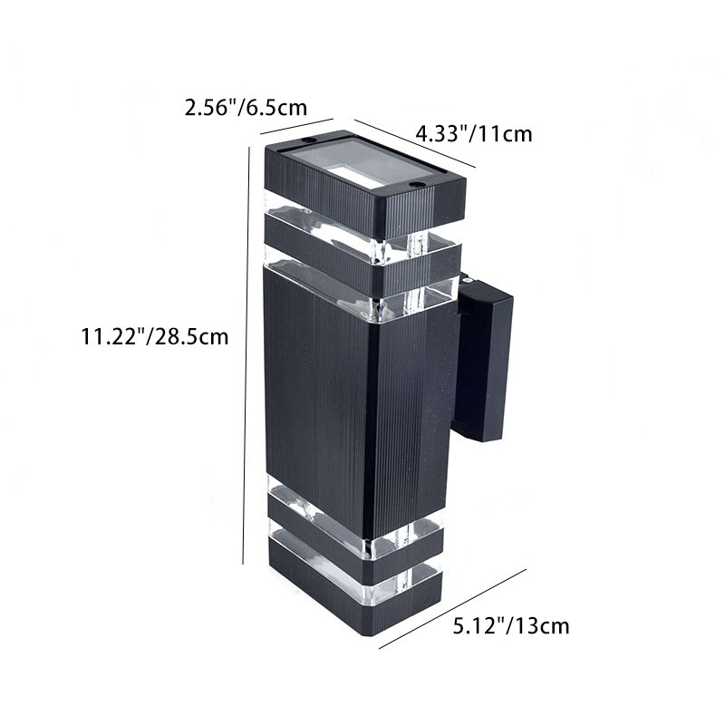 Lámpara de Aplique de Pared de 2 Luces Impermeable Rectangular Moderna Minimalista de PVC Acrílico Para Exteriores 