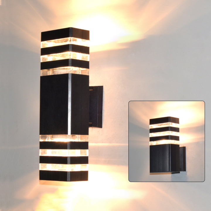 Lámpara de Aplique de Pared de 2 Luces Impermeable Rectangular Moderna Minimalista de PVC Acrílico Para Exteriores 