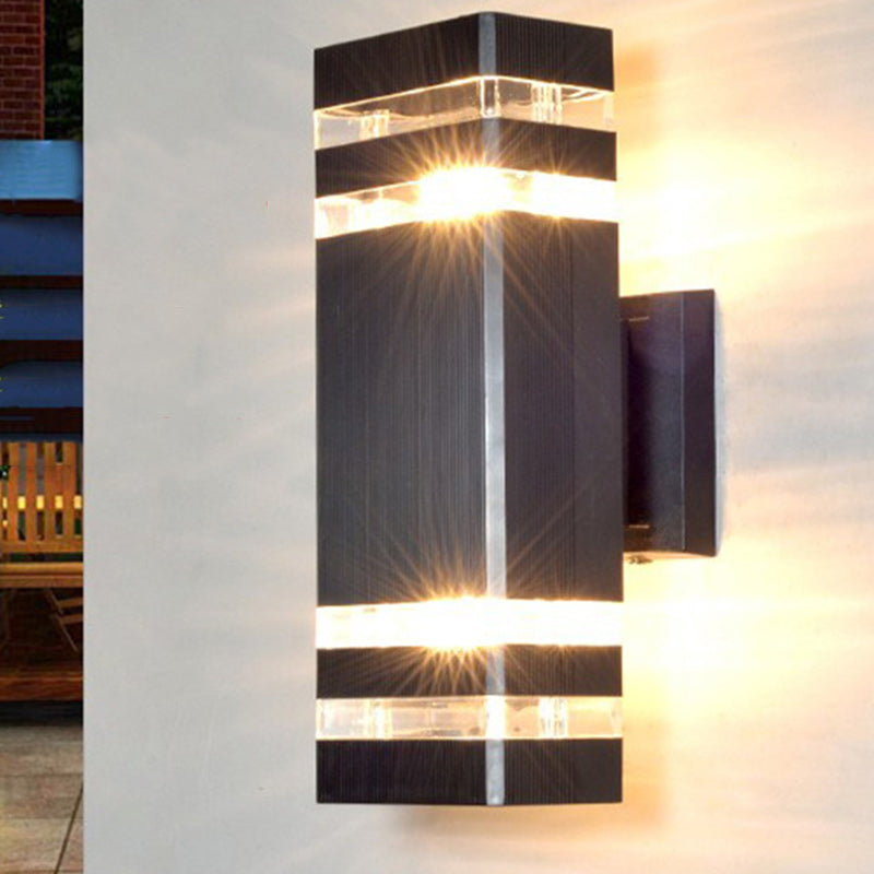 Lámpara de Aplique de Pared de 2 Luces Impermeable Rectangular Moderna Minimalista de PVC Acrílico Para Exteriores 