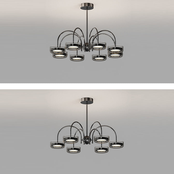 Lustre Rond Créatif Contemporain Disque Fer Aluminium Verre Acrylique LED Lustre Pour Chambre 