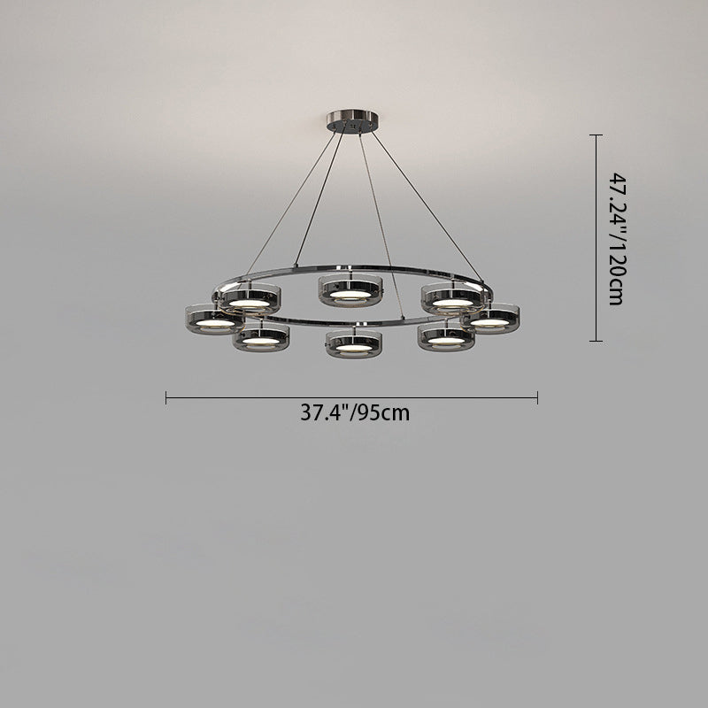 Lustre Rond Créatif Contemporain Disque Fer Aluminium Verre Acrylique LED Lustre Pour Chambre 