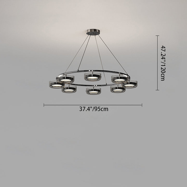 Lustre Rond Créatif Contemporain Disque Fer Aluminium Verre Acrylique LED Lustre Pour Chambre 