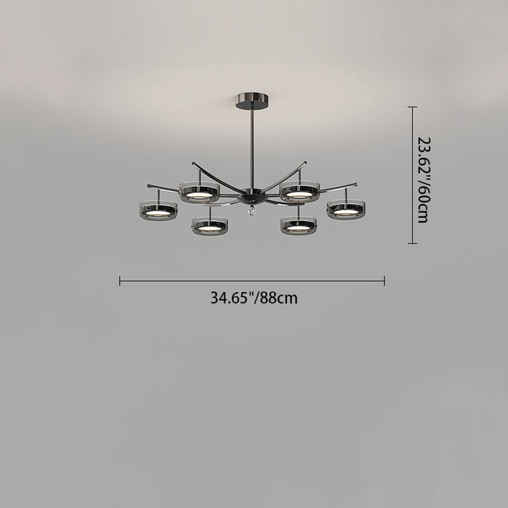 Lustre Rond Créatif Contemporain Disque Fer Aluminium Verre Acrylique LED Lustre Pour Chambre 