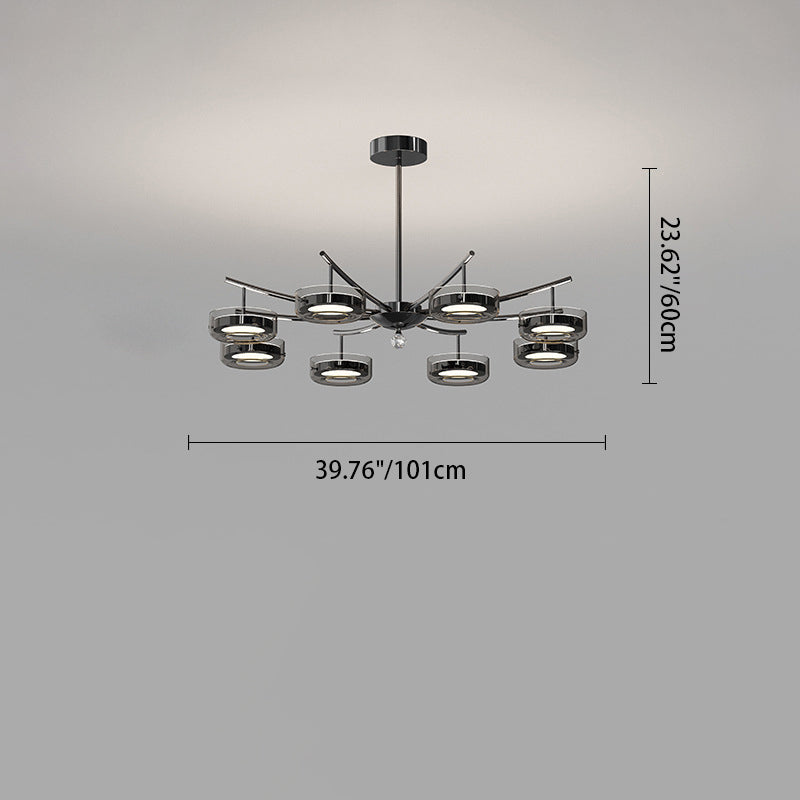 Lustre Rond Créatif Contemporain Disque Fer Aluminium Verre Acrylique LED Lustre Pour Chambre 