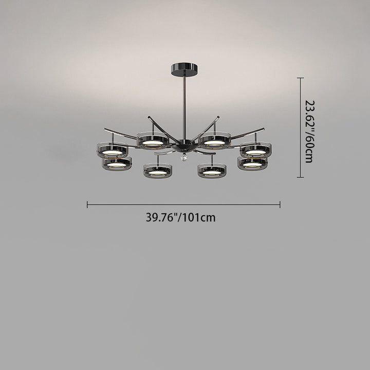 Lustre Rond Créatif Contemporain Disque Fer Aluminium Verre Acrylique LED Lustre Pour Chambre 