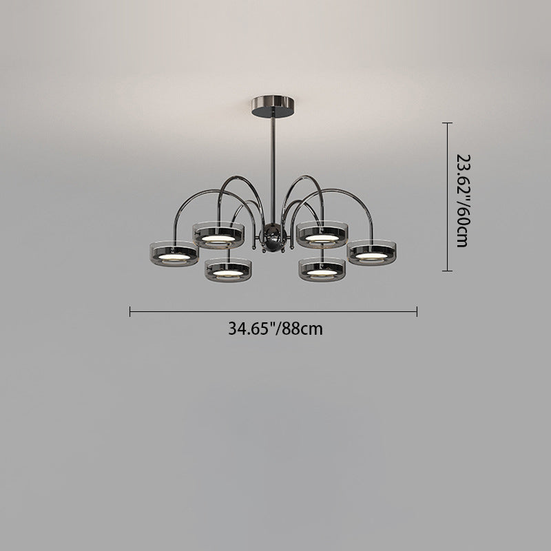 Lustre Rond Créatif Contemporain Disque Fer Aluminium Verre Acrylique LED Lustre Pour Chambre 