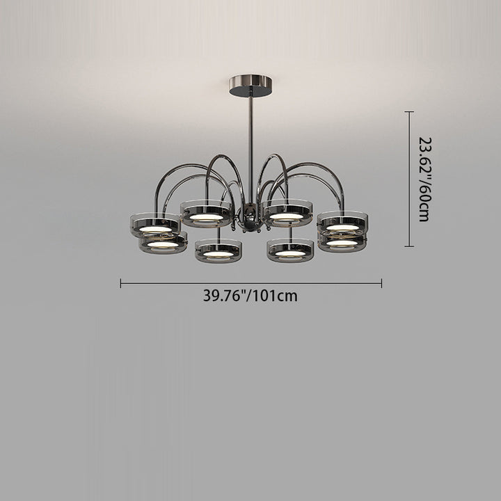 Lustre Rond Créatif Contemporain Disque Fer Aluminium Verre Acrylique LED Lustre Pour Chambre 