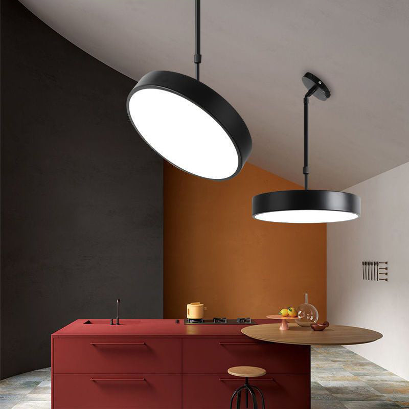 Lustre à suspension LED en acrylique et fer cylindrique rond réglable universel contemporain scandinave pour chambre 
