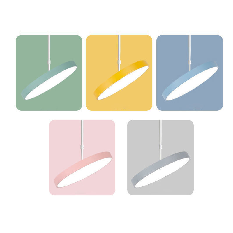 Lustre à suspension LED en acrylique et fer cylindrique rond réglable universel contemporain scandinave pour chambre 