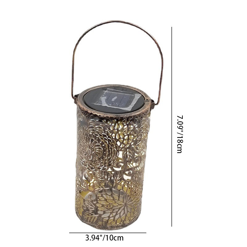 Lumière extérieure LED en fer avec motif de feuille et libellule, cylindre creux étanche et créatif contemporain pour jardin 