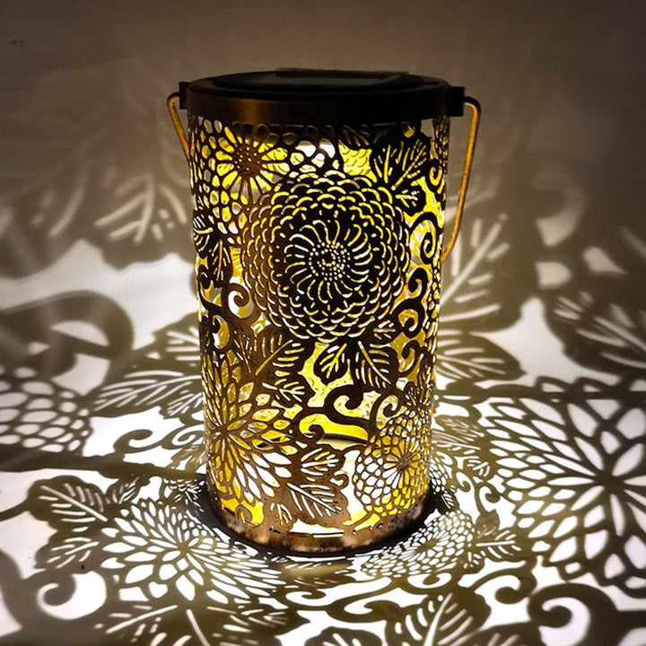Lumière extérieure LED en fer avec motif de feuille et libellule, cylindre creux étanche et créatif contemporain pour jardin 