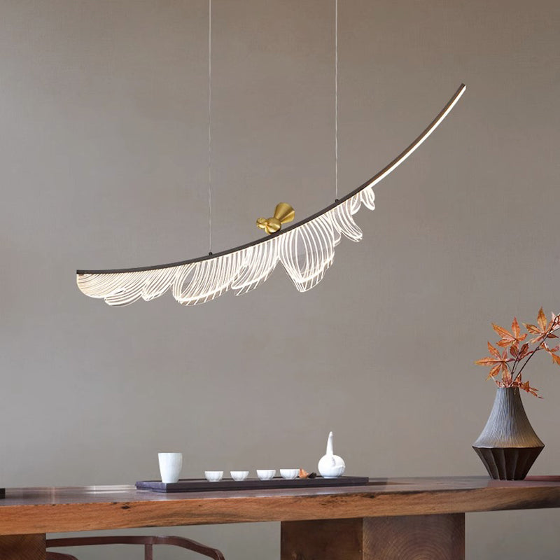 Moderne Art Deco Feder Vogel Kupfer Acryl LED Kronleuchter Für Esszimmer 