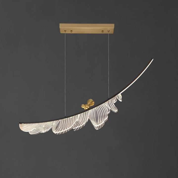 Moderne Art Deco Feder Vogel Kupfer Acryl LED Kronleuchter Für Esszimmer 