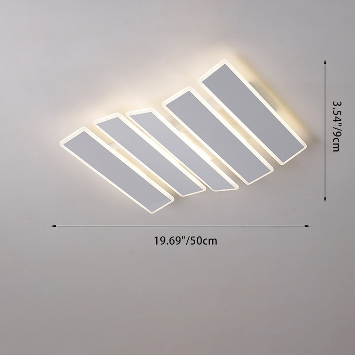 Plafonnier LED en acrylique et fer de forme rectangulaire avec agencement minimaliste moderne en vague en arête de poisson pour chambre 