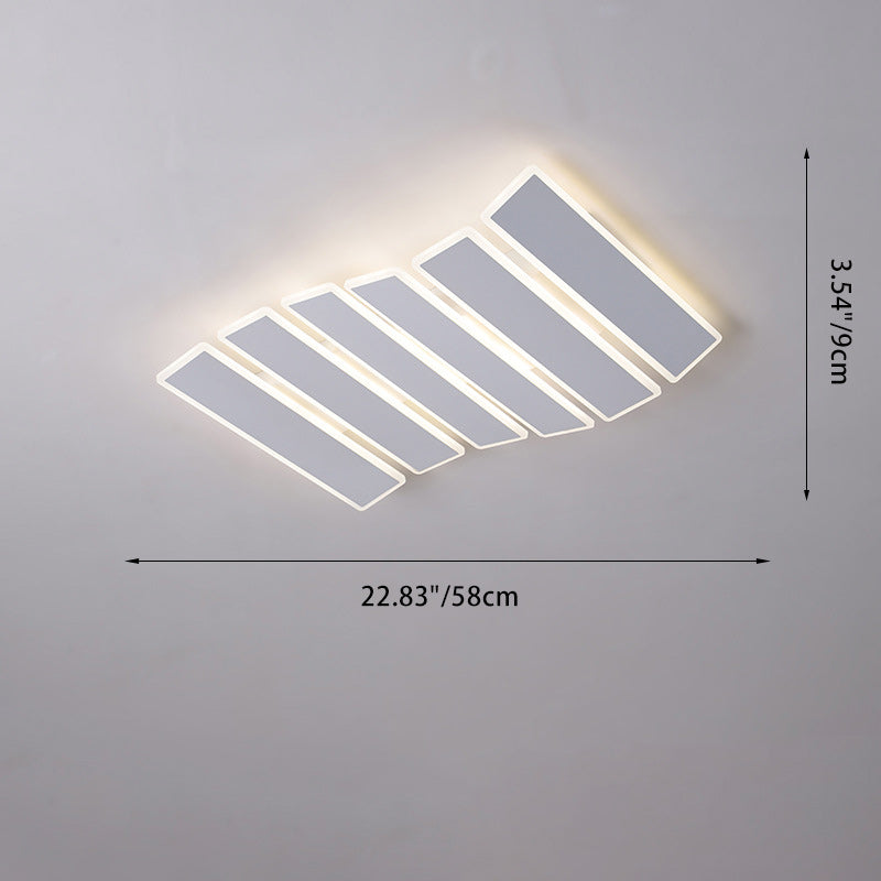 Plafonnier LED en acrylique et fer de forme rectangulaire avec agencement minimaliste moderne en vague en arête de poisson pour chambre 