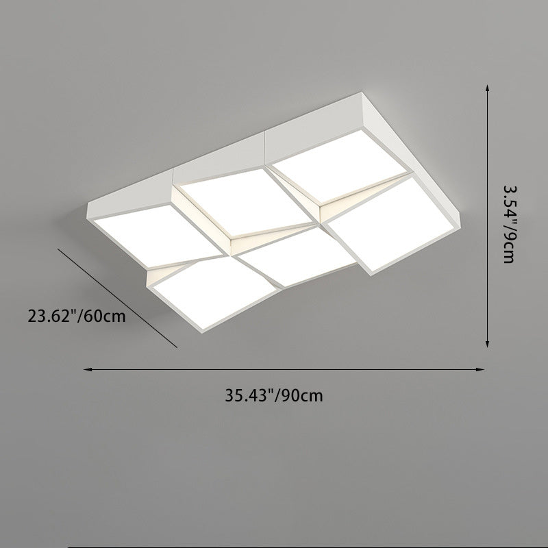 Luz de techo empotrada LED de combinación de bloque redondo cuadrado rectangular minimalista moderno de hierro y acrílico para dormitorio 