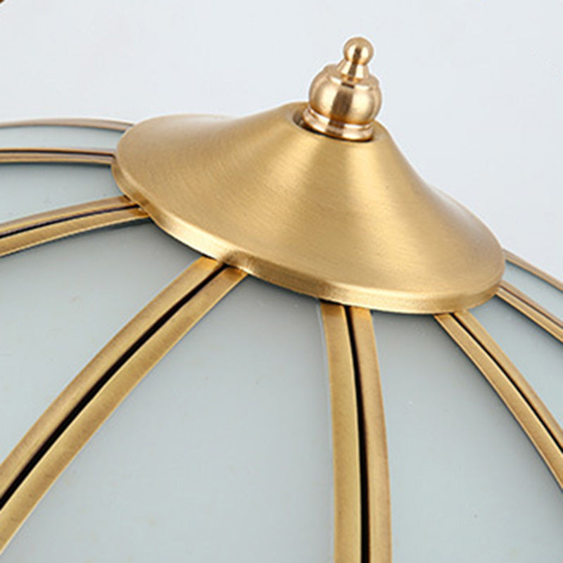 Traditional Vintage Round Cone Copper Glass 1-Light Table Lamp For Bedroom