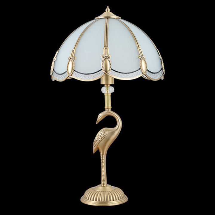 Lampe de Table à 1 Lumière en Verre de Cuivre Cône Rond Vintage Traditionnel pour Chambre 