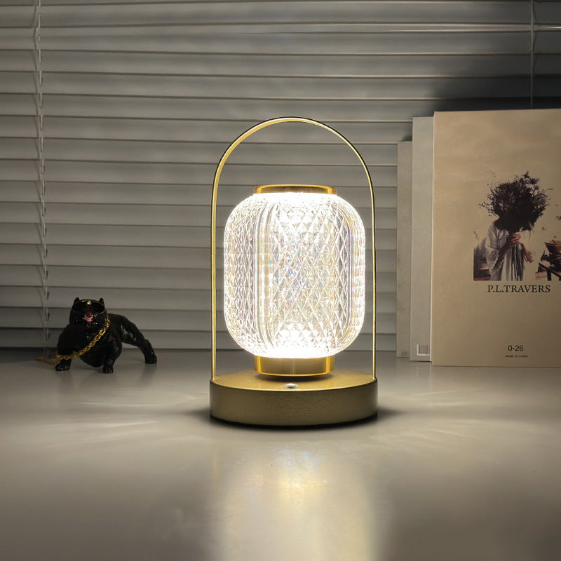 Lampe de table LED en fer acrylique cylindrique minimaliste moderne pour chambre à coucher 