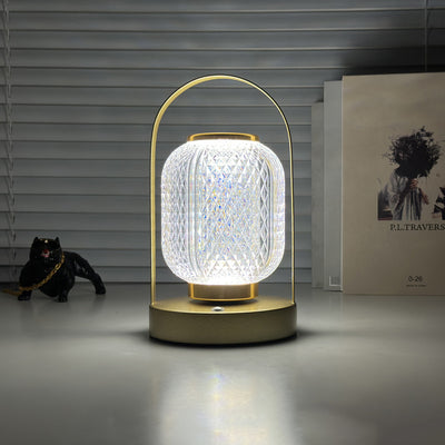 Lámpara de mesa LED cilíndrica de hierro acrílico minimalista moderna para dormitorio 