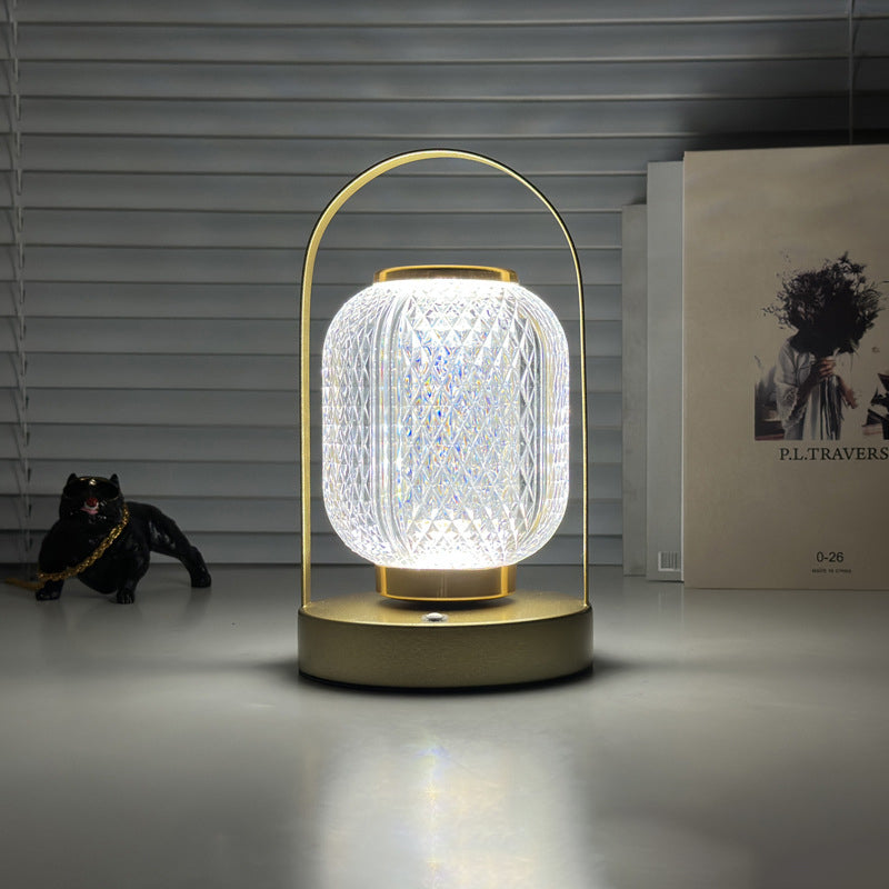Lámpara de mesa LED cilíndrica de hierro acrílico minimalista moderna para dormitorio 