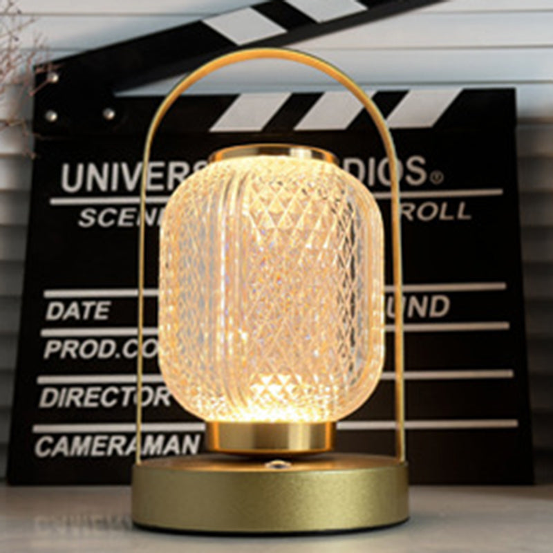Lampe de table LED en fer acrylique cylindrique minimaliste moderne pour chambre à coucher 