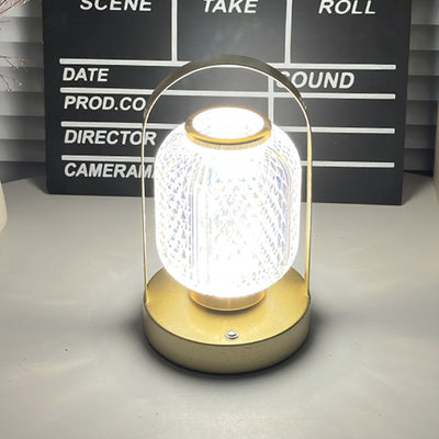 Lámpara de mesa LED cilíndrica de hierro acrílico minimalista moderna para dormitorio 