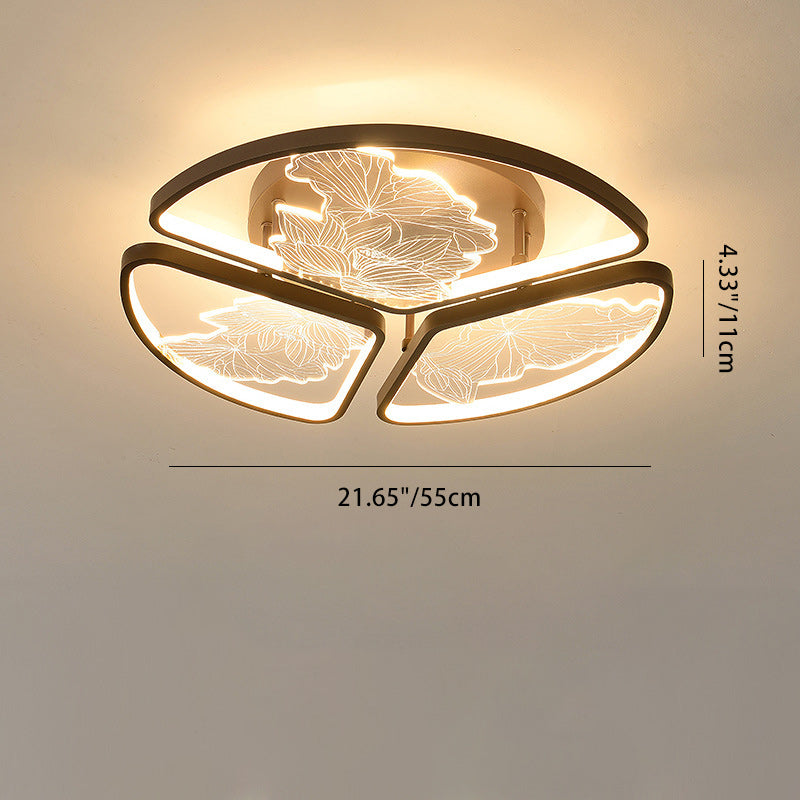 Plafonnier LED semi-encastré en fer, aluminium et acrylique avec assemblage de blocs rond, carré et rectangulaire chinois traditionnel pour chambre 
