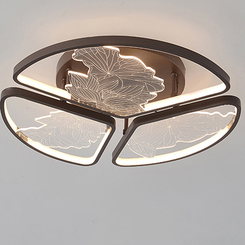 Plafonnier LED semi-encastré en fer, aluminium et acrylique avec assemblage de blocs rond, carré et rectangulaire chinois traditionnel pour chambre 