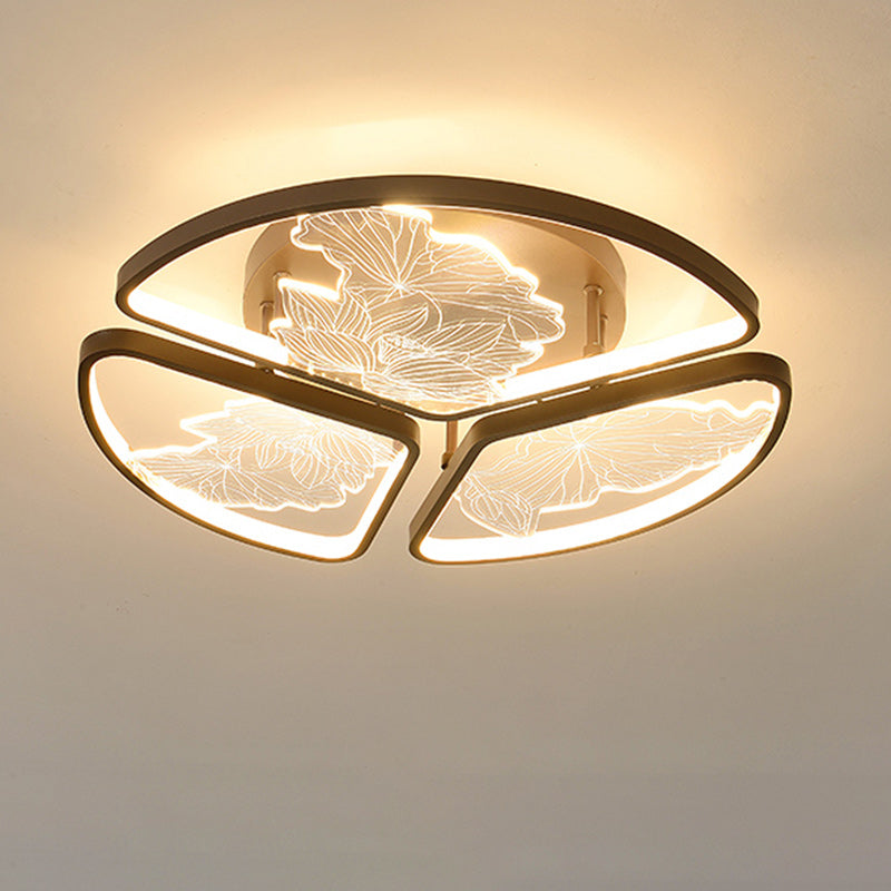 Plafonnier LED semi-encastré en fer, aluminium et acrylique avec assemblage de blocs rond, carré et rectangulaire chinois traditionnel pour chambre 