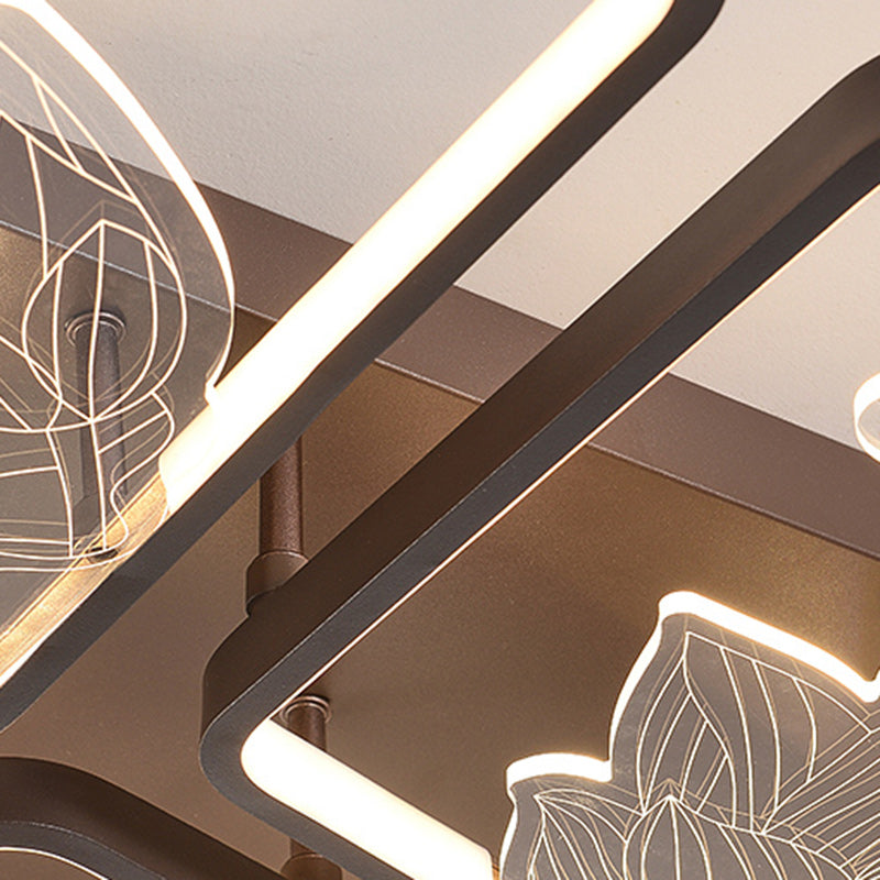 Plafonnier LED semi-encastré en fer, aluminium et acrylique avec assemblage de blocs rond, carré et rectangulaire chinois traditionnel pour chambre 