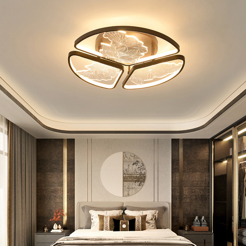 Plafonnier LED semi-encastré en fer, aluminium et acrylique avec assemblage de blocs rond, carré et rectangulaire chinois traditionnel pour chambre 