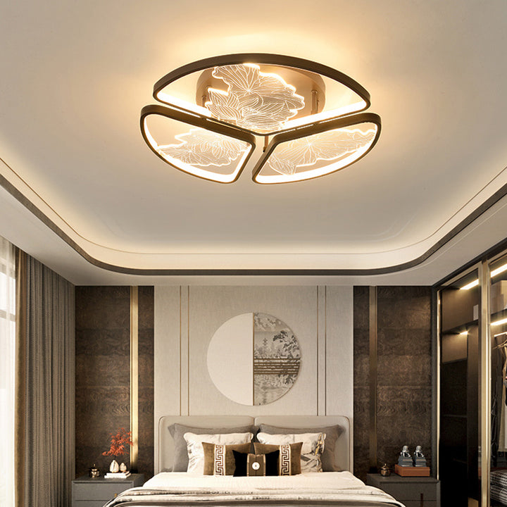 Plafonnier LED semi-encastré en fer, aluminium et acrylique avec assemblage de blocs rond, carré et rectangulaire chinois traditionnel pour chambre 