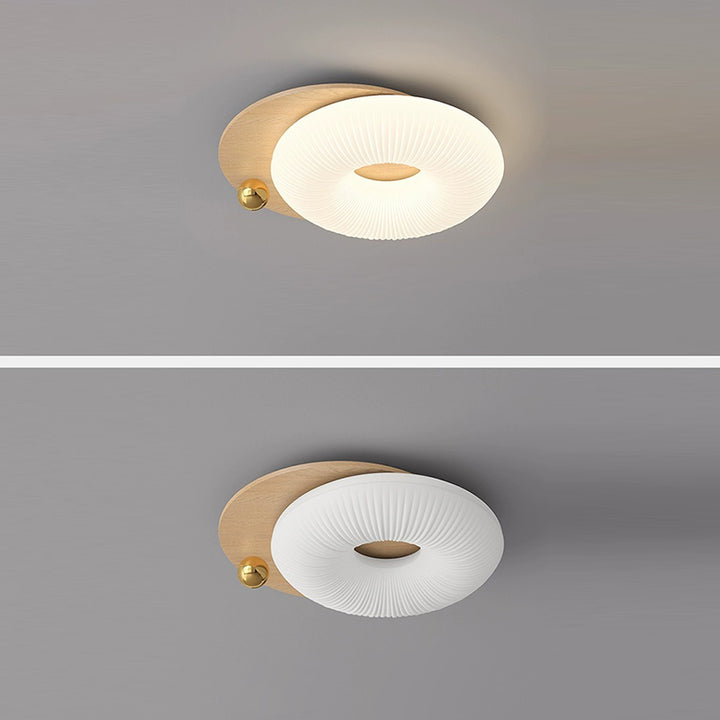 Modern Art Deco Flower Pentagon Round Triangle Wood Rotational Molding LED Flush Mount Ceiling Light For Bedroom